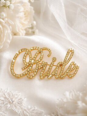 Unik Occasions Bride Rhinestone Pin in Gold